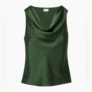 Aritzia Forest Green Cowl Neck Blouse